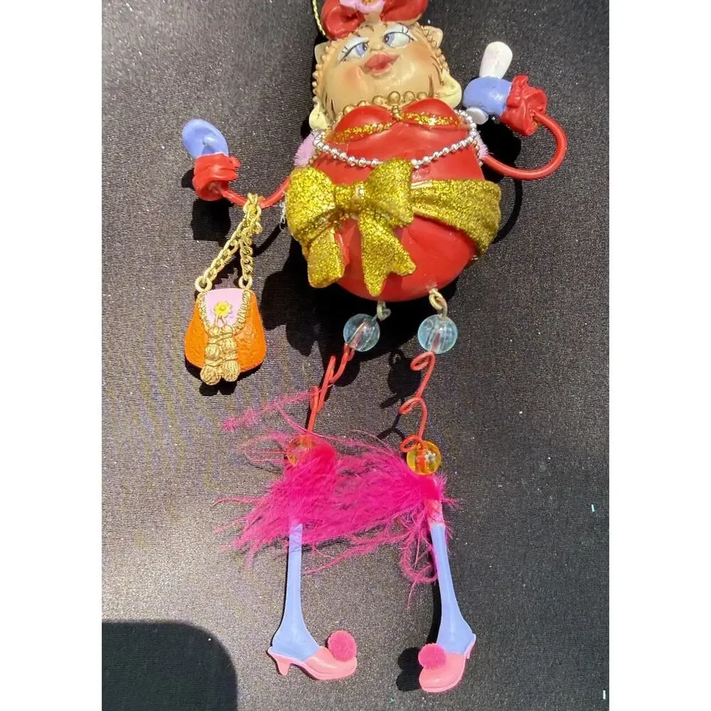 Vintage Katherines Collection Dangle Leg Fancy Cat Christmas Ornament Rare! -K2